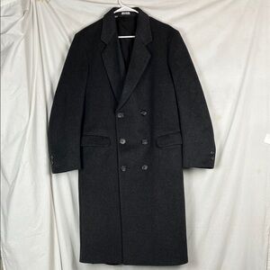 VTG Dark Gray Wool/Cashmere/Silk Union Made Falcone Double Breasted Trench Coat